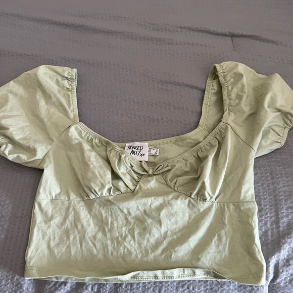 Princess Polly Tops - Princess Polly cropped sage green tee